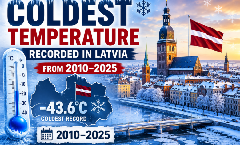 coldest temp recorded in latvia from 2010-2025