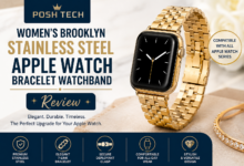 posh tech women's brooklyn stainless steel apple watch bracelet watchband