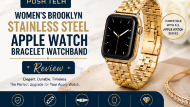 posh tech women's brooklyn stainless steel apple watch bracelet watchband