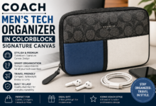 coach men's tech organizer in colorblock signature canvas